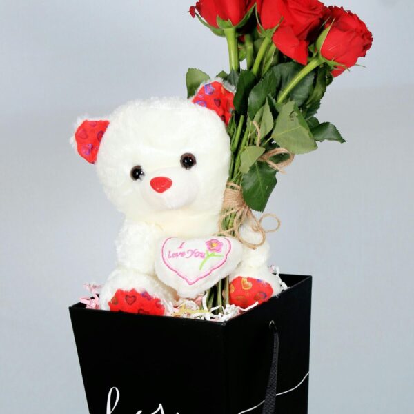 TEDDY WITH ROSES HAMPER